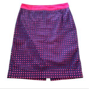 Talbots Womens pencil skirt blue eyelet pink size 2P